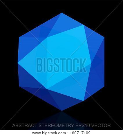 Abstract stereometry: low poly Blue Octahedron. 3D polygonal object, EPS 10, vector illustration.