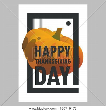 Vector illustration pumpkin. Happy thanksgiving day postcard template with pumpkin. Modern postcard cartoon style with gradient. Autumn holiday postcard. Season harvest sweet ripe vegetable.