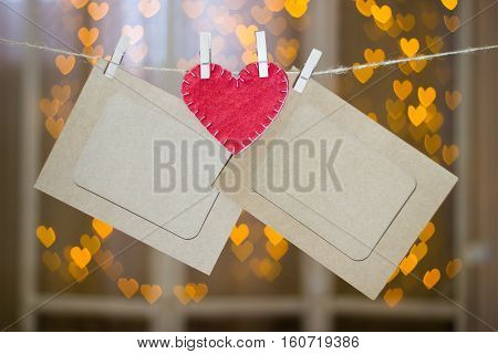 Two Photo Frames And Red Heart Made Of Felt.