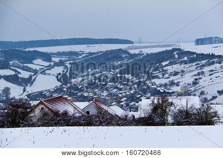 City in winter / Niederstetten, Baden-Wuerttemberg, Germany