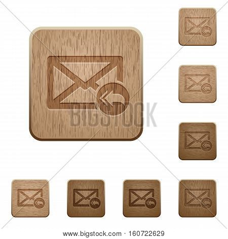 Mail reply to all recipient icons in carved wooden button styles