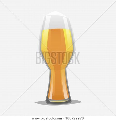 Realistic color cartoon style craft beer glass. Isolated. Vector illustration.