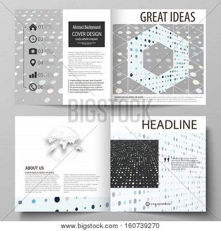 Business templates for square design bi fold brochure, magazine, flyer, booklet or annual report. Leaflet cover, abstract flat layout, easy editable vector. Abstract soft color dots with illusion of depth and perspective, dotted technology background. Mul