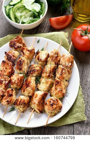 Bbq chicken kebab and vegetables country style
