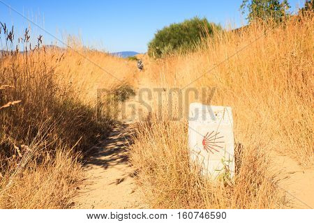 RABANAL SPAIN - AUGUST 05: Pilgrim along the way of St. James on August 05 2016