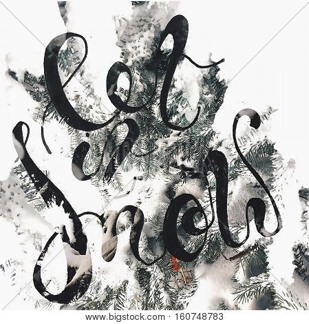 let it snow in december evening. winter handmade lettering