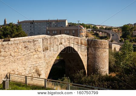 View of ancient stone bridge of Ponferrada