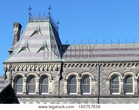 Toronto Canada - October 23 2015: Vindows of main building of the University of Toronto.