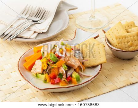 Trout ceviche typical dish from Central and South America