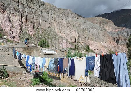 Child playing at Iruya on Argentina andes