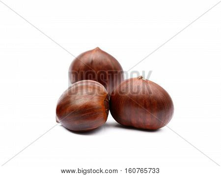 Fresh hot Chestnuts isolated on white background