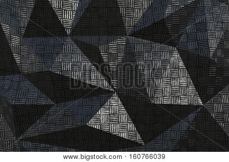 Metallic pattern texture abstract geometric triangular background. 3D rendering