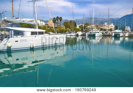boats at Kalamata port Messinia Peloponnese Greece