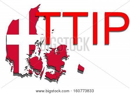 Ttip - Transatlantic Trade And Investment Partnership On Denmark Map