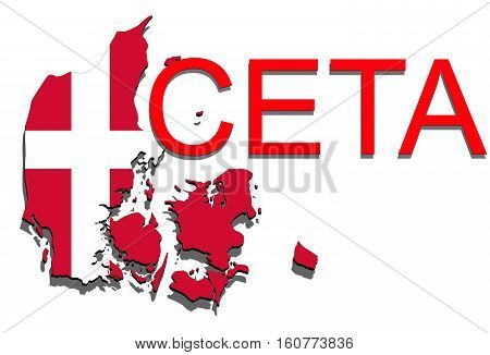 Ceta - Comprehensive Economic And Trade Agreement On White Background, Denmark Map