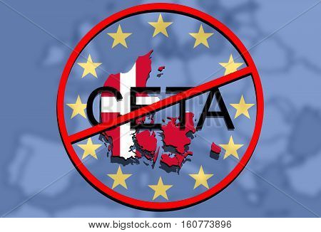 Anty Ceta - Comprehensive Economic And Trade Agreement On Euro Union Background, Denmark Map