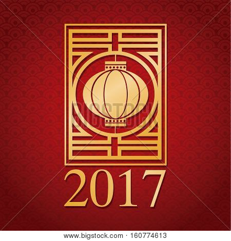 chinese new year 2017 gold lantern vector illustion eps 10