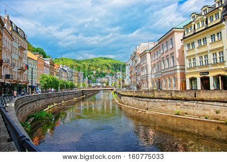 Embankment At The Tepla River At Karlovy Vary
