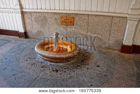 Hot Spring At Market Colonnade Of Karlovy Vary