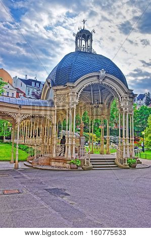 Park Colonnade With Wooden Arbor In Karlovy Vary