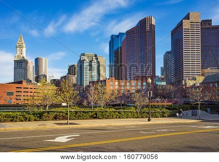 Financial District At North End Park At Boston Usa