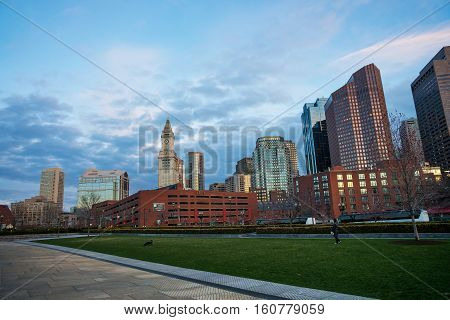 Financial District At North End Park At Boston