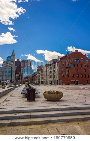 Long Wharf With Customhouse Block And Custom House Tower Boston
