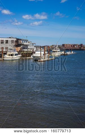 Long Wharf With Customhouse Block And Sailboats Boston