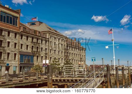 Long Wharf With Customhouse Block In Boston