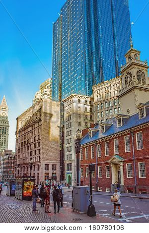 Old State House And Custom House Tower In State Street