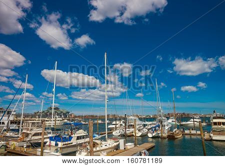 Pier Of Long Wharf With Customhouse Block And Sailboats