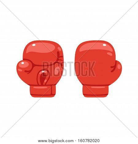 Cartoon red boxing glove icon front and back. Isolated vector illustration.