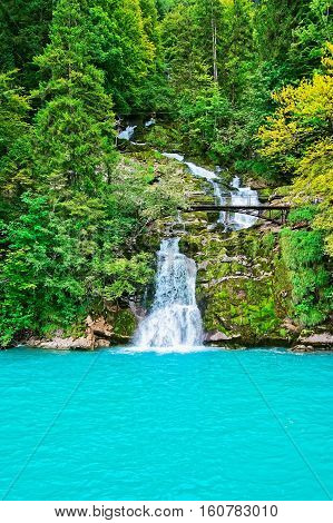 Giessbach Falls On Lake Brienz Brienzer Rothorn Mountain Bern Switzerland