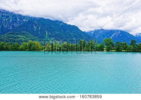 Nature In Lake Brienz And Brienzer Rothorn Mountain Bern Switzerland
