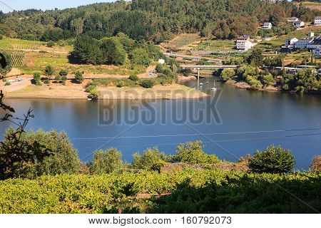 View of the Minho River in Portomarin Spain