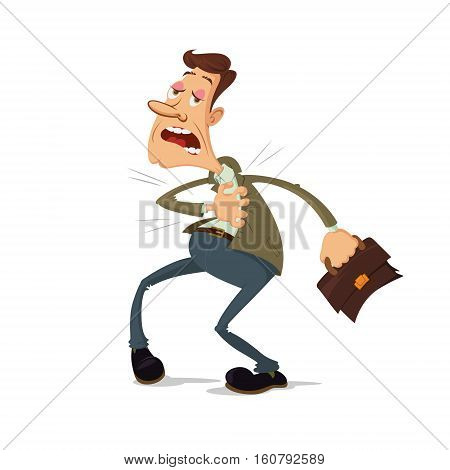 Cartoon man has sudden symptoms of a heart attack