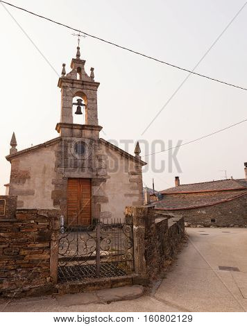 View of the Santa Maria de Gonzar church Portomarin