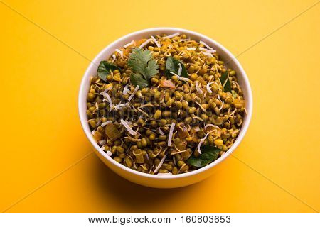 dry and simple moong dal usal or healthy sprouted Green gram spicy usal, fried in oil