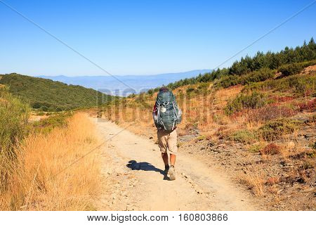 RABANAL SPAIN - AUGUST 05: Pilgrimn along the way of St. James on August 05 2016