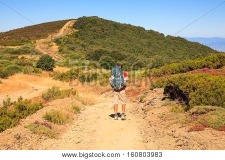 RABANAL SPAIN - AUGUST 05: Pilgrimn along the way of St. James on August 05 2016