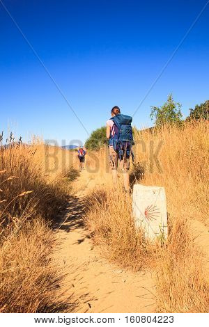 RABANAL SPAIN - AUGUST 05: Pilgrim along the way of St. James on August 05 2016