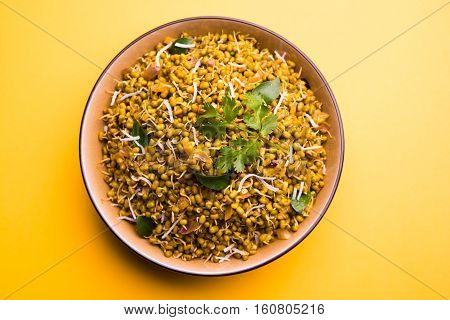 dry and simple moong dal usal or healthy sprouted Green gram spicy usal, fried in oil