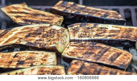 organic eggplant prepared on the grill. Grilled vegetables