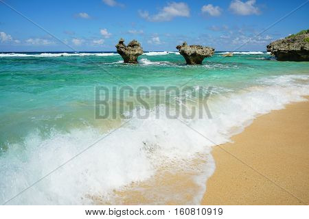 The Heart Rock Kouri Jima island. one of the landmark in Okinawa Japan.