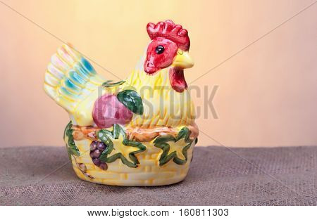 Beautiful decorative rooster farm spring rooster, chicken basket eggs nest