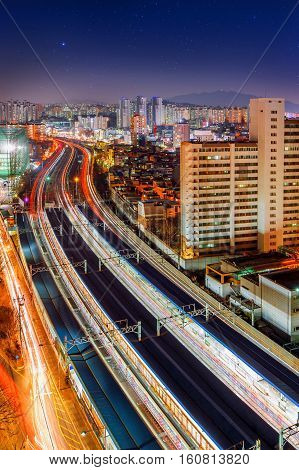 Singil District Seoul South Korea skyline at night.