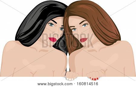 cartoon girl with a poster nude two