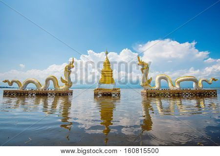 Kwan Phayao (Phayao lake) is popular natural attraction in Phayao. Landmark of Phayao in Thailand.