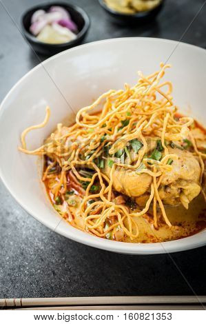 Khao soi Khao Soi Recipe Northern Style Curried Noodle Soup with coconut milk Northern Thai cuisine.