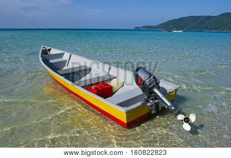 Boat at Perhentian Kecil Island beach Terengganu Malaysia.